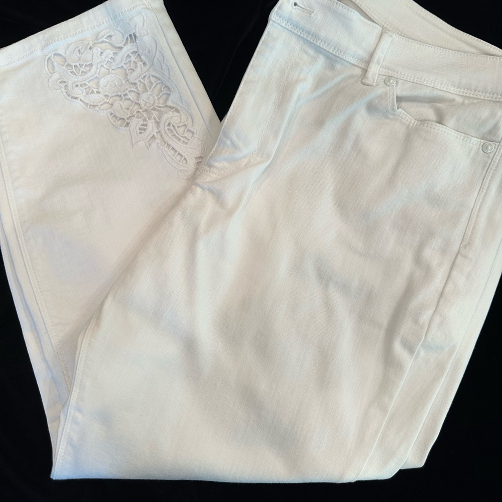 J. Jill CROPPED White Straight Leg Women's Jeans